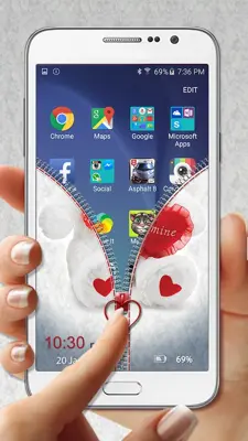 Teddy Bear Zipper Lock android App screenshot 0