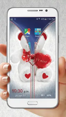 Teddy Bear Zipper Lock android App screenshot 1