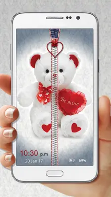 Teddy Bear Zipper Lock android App screenshot 2